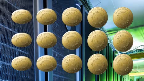 animación de monedas con nft sobre servidores