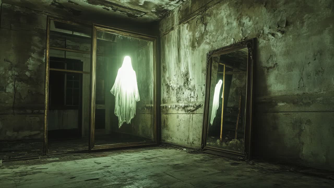 Ghostly Figure in a Haunted Abandoned House