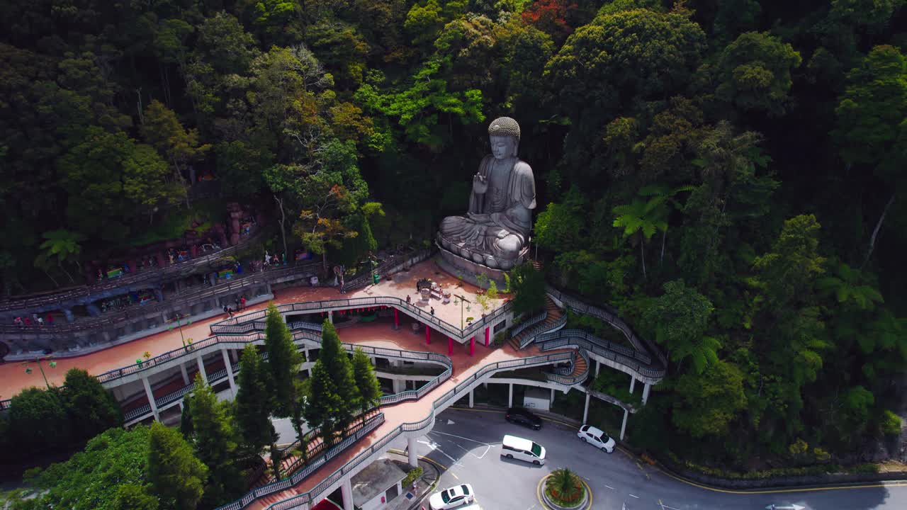 Aerial View of Buddha Statue at Kek Lok Tong Cave Temple, Malaysia