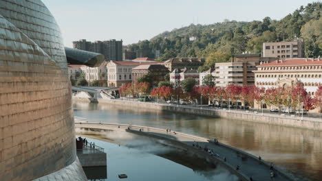 bilbao cityscape with guggenheim museum and river