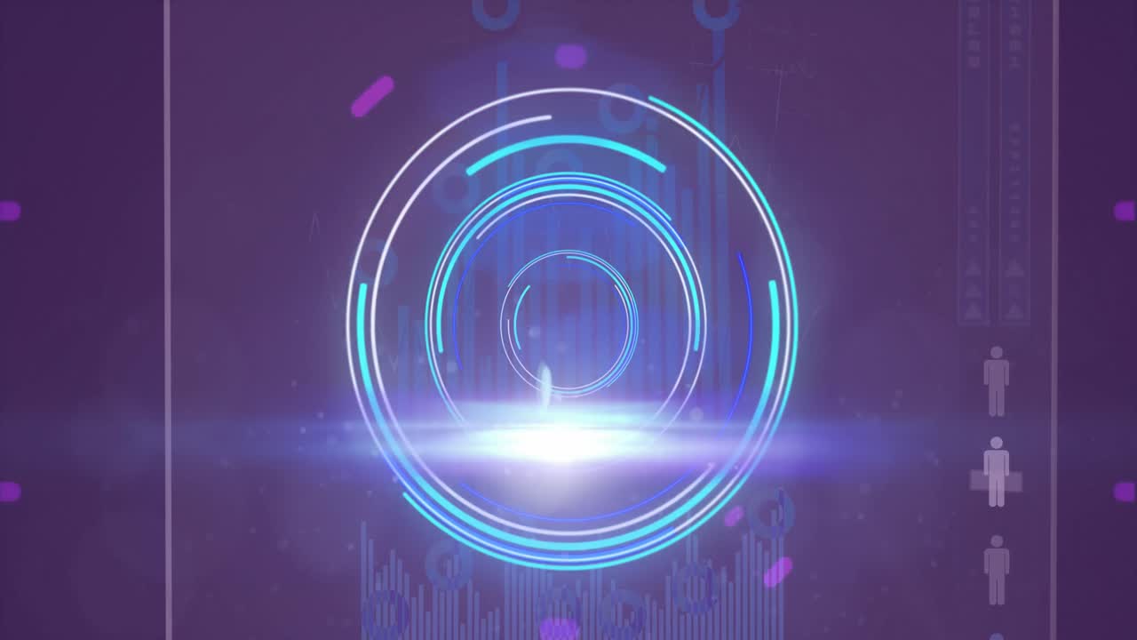 과학 그래프에 처리 원과 움직이는 빛의 애니메이션