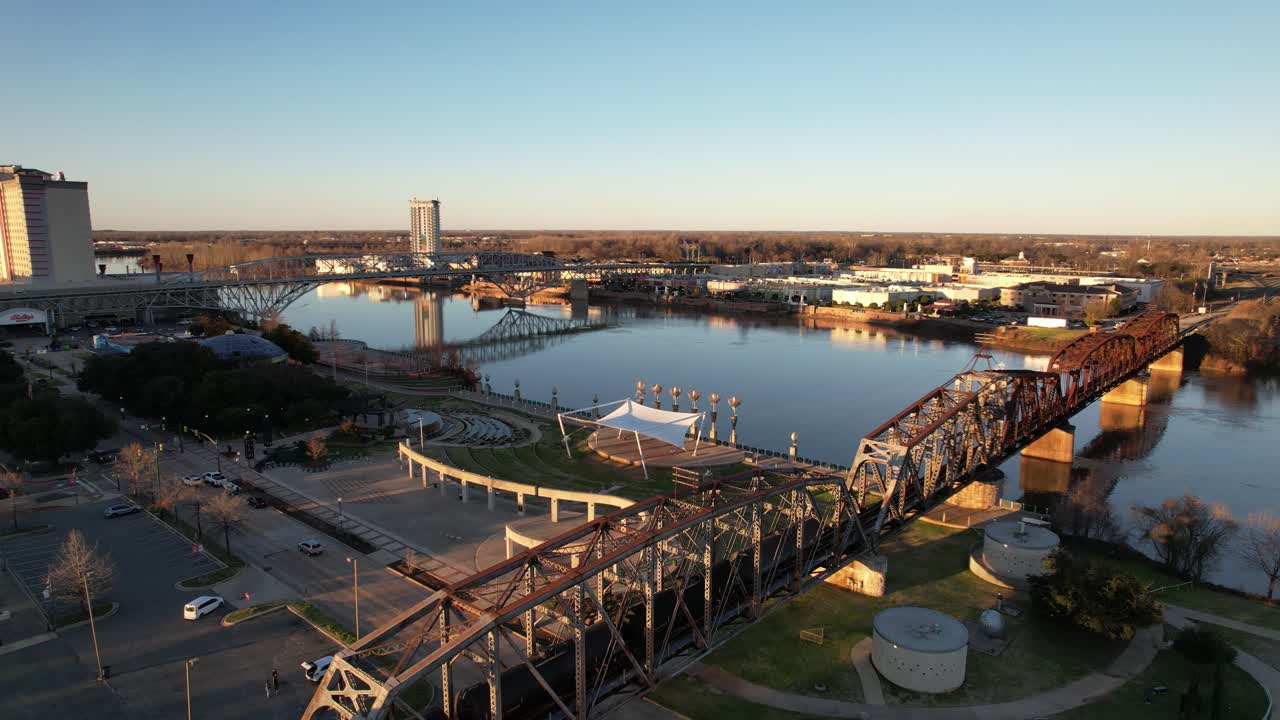 Aerial Drone Showcase of Shreveport Riverfront, Louisiana