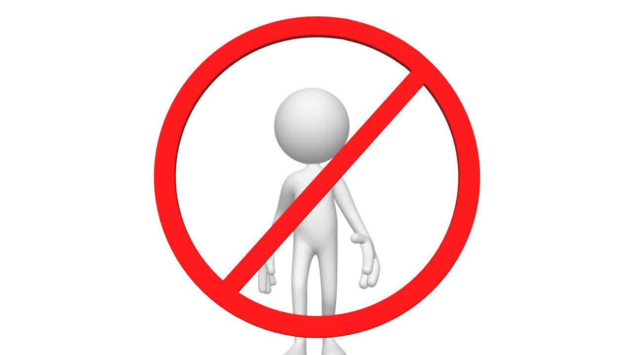 3D animation showing forbidden sign
