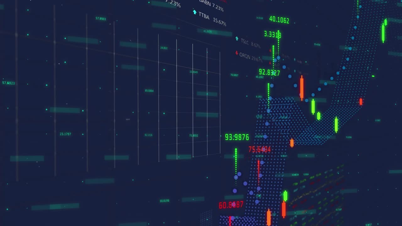 animación del procesamiento de datos financieros y las estadísticas