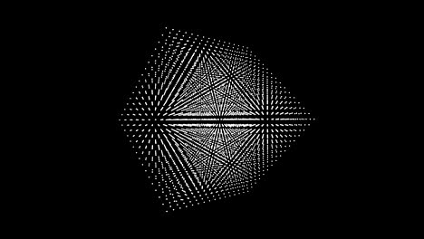 el diseño de partículas de puntos de la caja del cubo gira sobre un fondo negro. animación abstracta en bucle. protector de pantalla sin fin genial