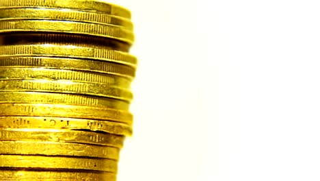 disparo macro de la pila giratoria de monedas, bucle
