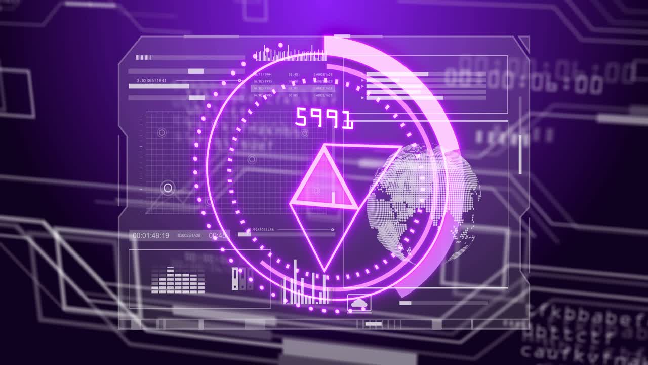 Ved start ses et 3D-renderet dashboard med en roterende måler og en flimrende konvolut, der opdaterer tal for metrikker.