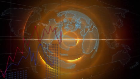 Animation-of-globe-with-network-of-connections-over-grid