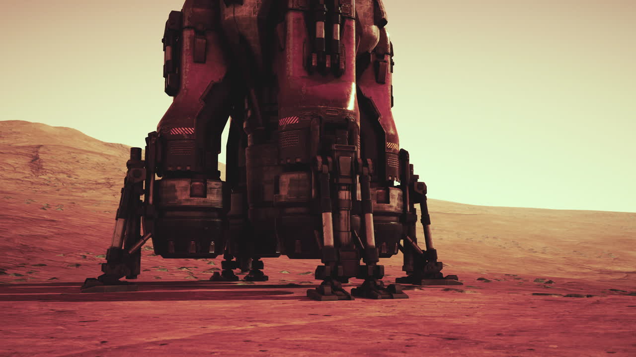 Martian base landing site showcasing advanced technology on the red planet