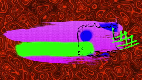 banner con espacio de copia y formas abstractas coloridas en efecto de textura líquida contra un fondo rojo