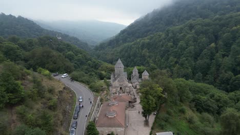 Aerial-retreats:-Old-Haghartsin-Monastery-in-Armenian-forest-valley