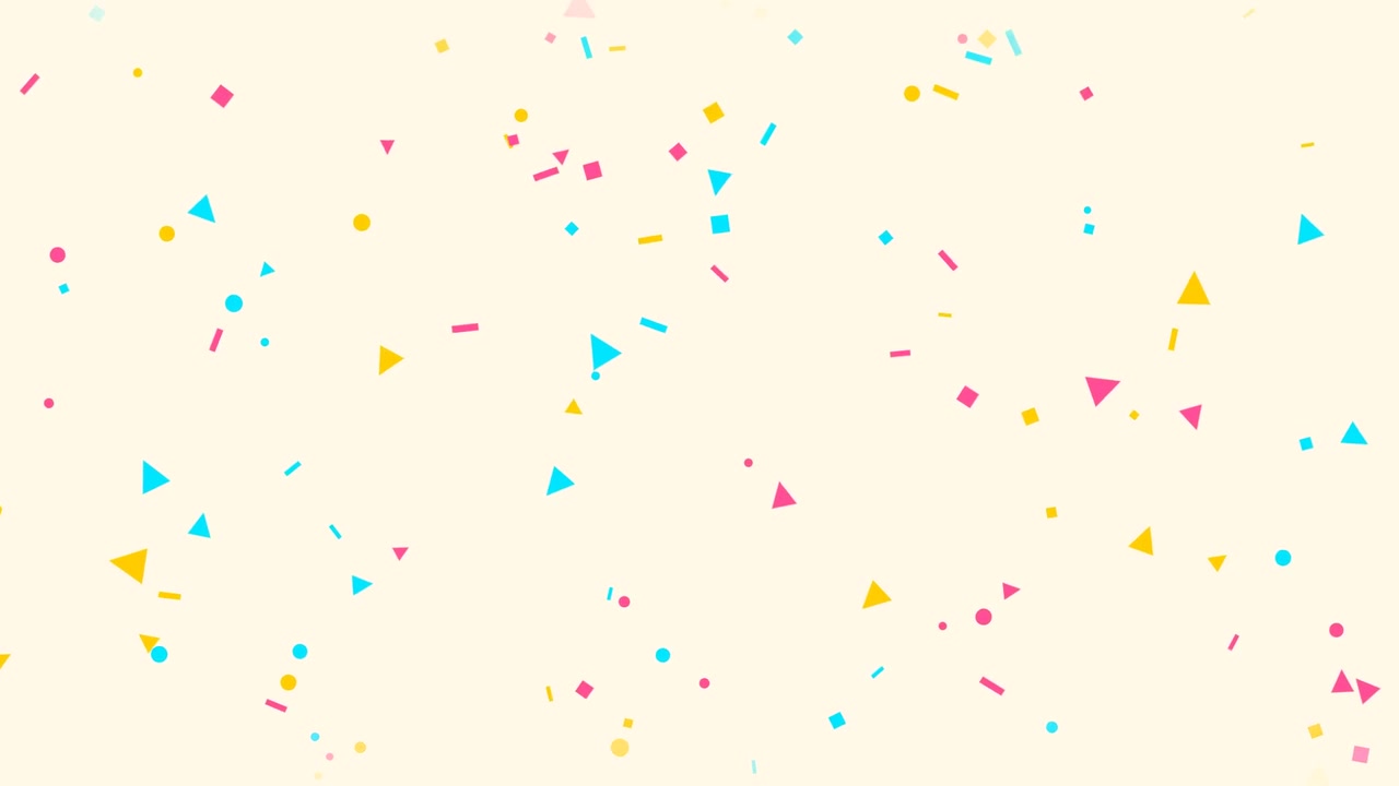 Coriandoli geometrici colorati che cadono su sfondo crema