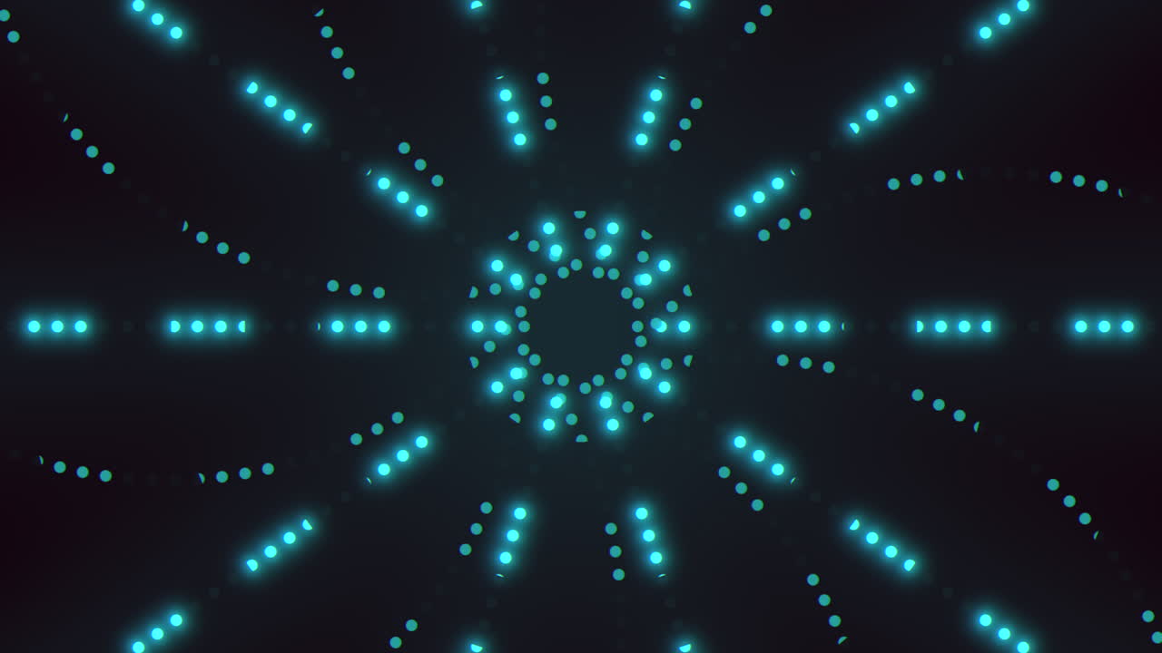 Repeat neon blue dots in vertigo on black gradient