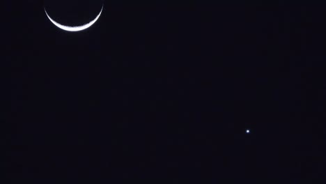 beautiful moon and star -evening- black sky