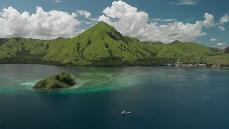 beautiful aerial drone view of komodo island national park