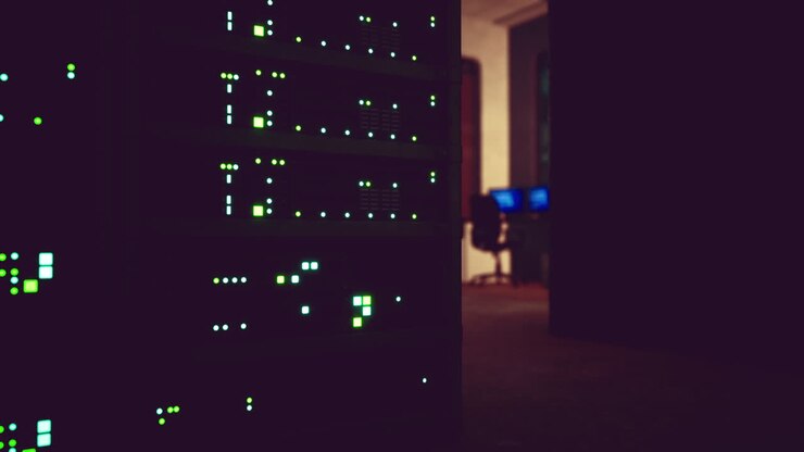 modern server room with supercomputers light