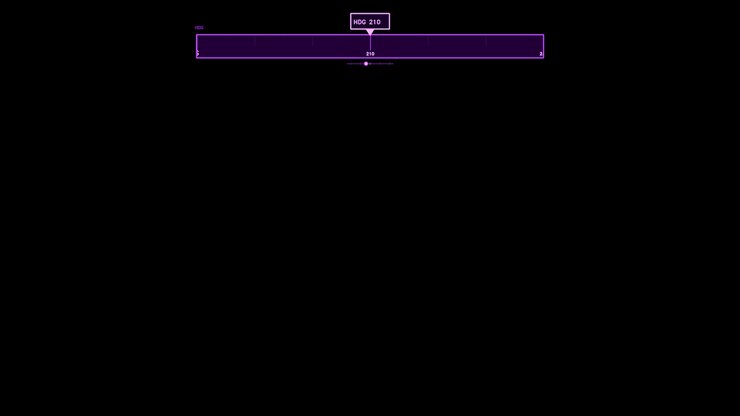 A magenta horizontal compass tape featuring a scrolling heading indicator and digital readout. This animated navigation widget loops seamlessly for compositing as an interface overlay.