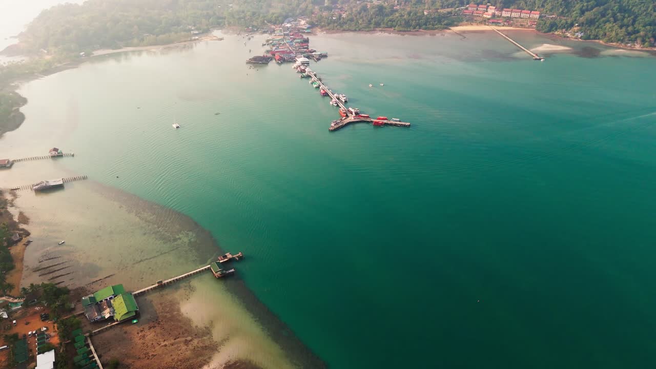 Aerial summer vibes landscape in blue beach, Ko Chang Thailand hidden gem, Elephant island