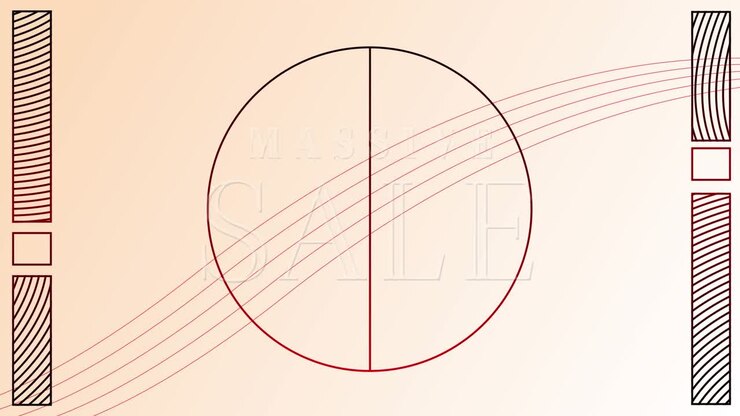Animation of massive sale over geometrical shapes on white background