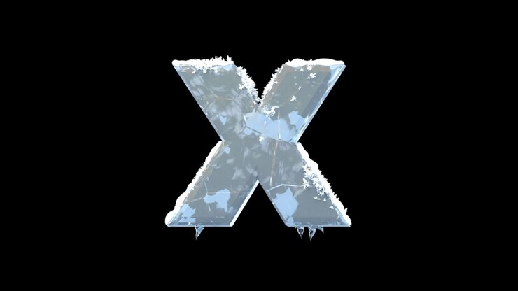 3D Letter X Formed From Melting Ice