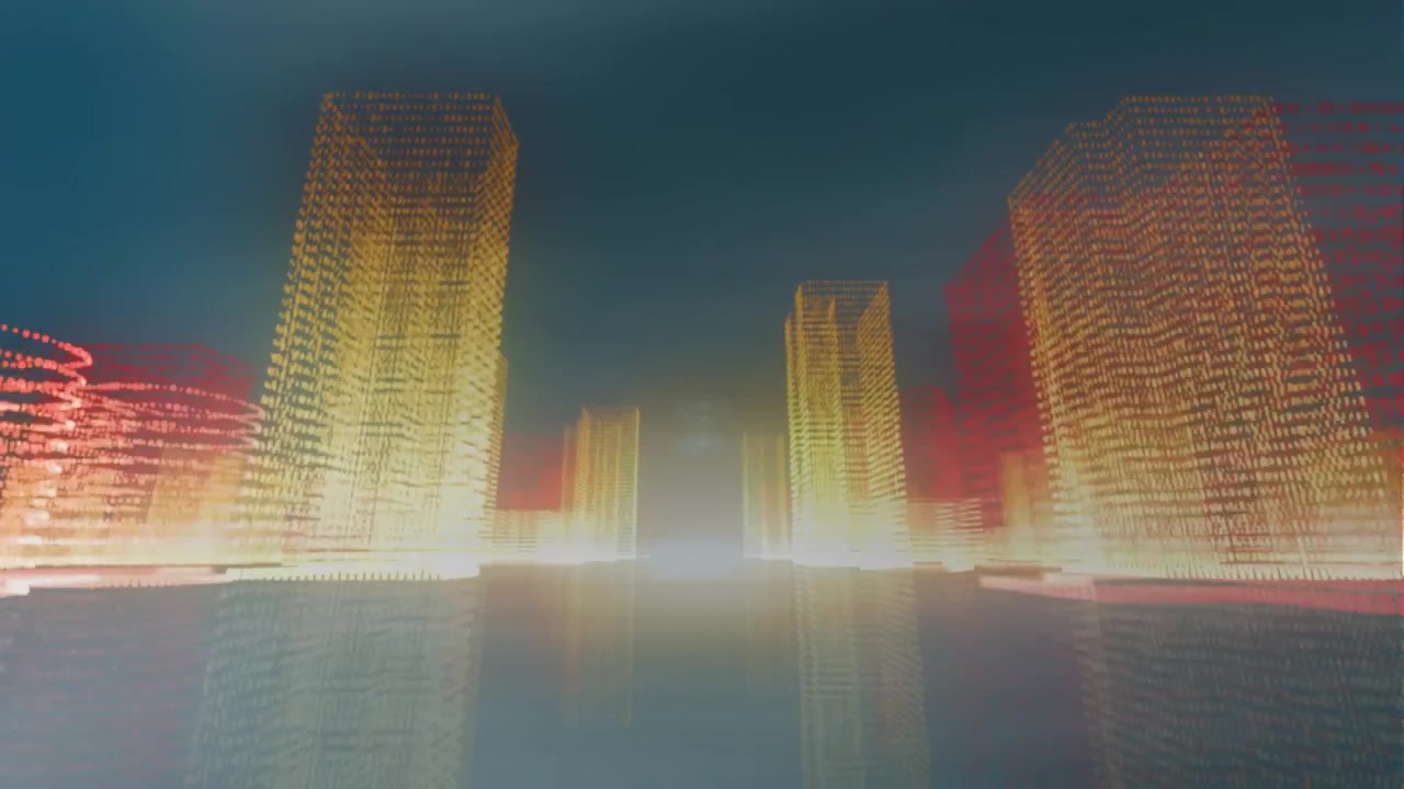 Animazione di paesaggio urbano 3D con elaborazione dati