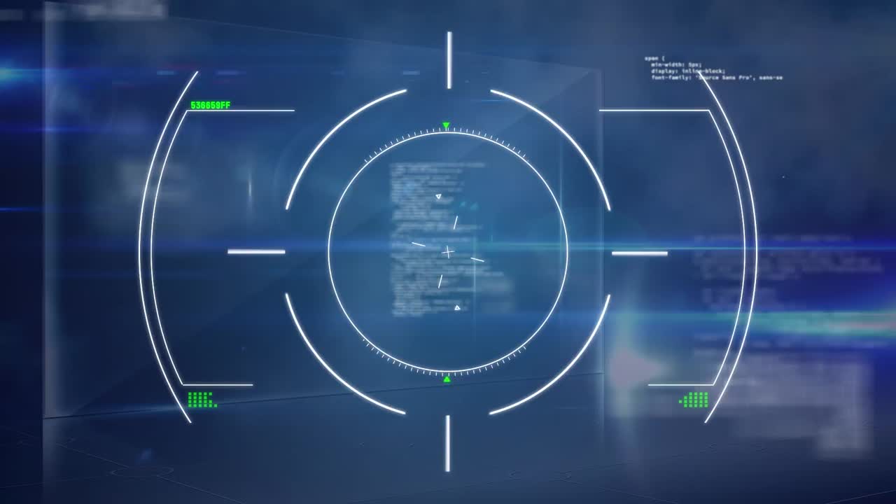 animazione della scansione del campo di applicazione sulla rete di connessioni e elaborazione dei dati su sfondo nero