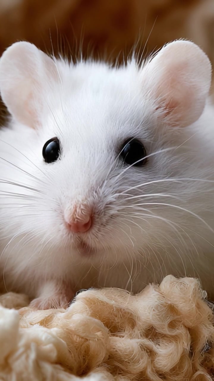 Adorabile Topolino Bianco con Caratteristiche Distintive Catturato in un Ambiente Accogliente – Un'Esplorazione Ravvicinata delle Caratteristiche Uniche e del Comportamento della Piccola Creatura