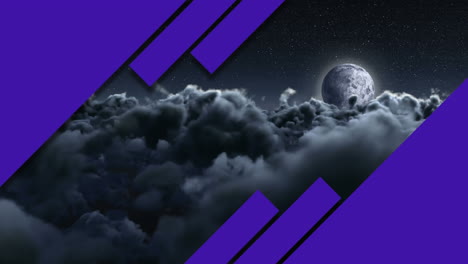 animación de rayas diagonales púrpuras que revelan el cielo