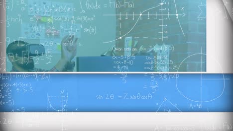 Animation-of-mathematical-formulas-over-businessman-using-vr-headset