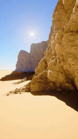 arid desert landscape with cliffs and sand dunes