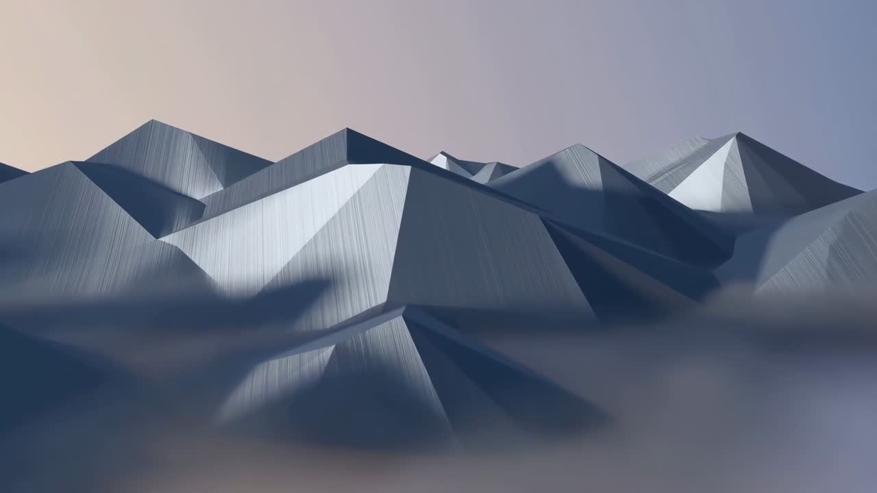 Abstract Geometric Mountains in Fog