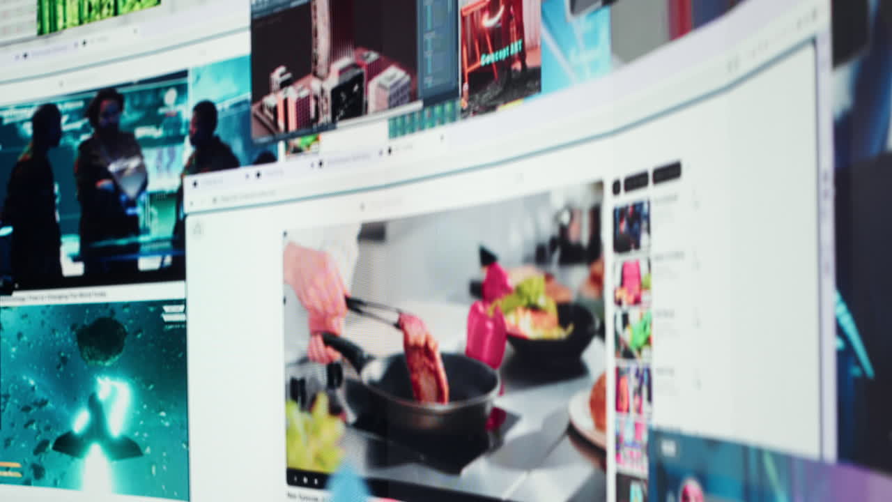 Vertical video Social media entertainment videos interconnected screens collage