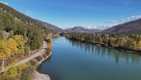 yellowhead highway bliss: aerial exploration of thompson river in autumn