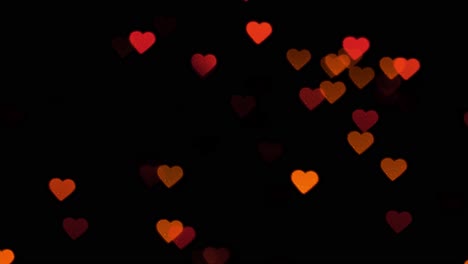 bokeh de hermosos corazones de luces intermitentes, día de san valentín, día de la boda o medios sociales como concepto de fondo