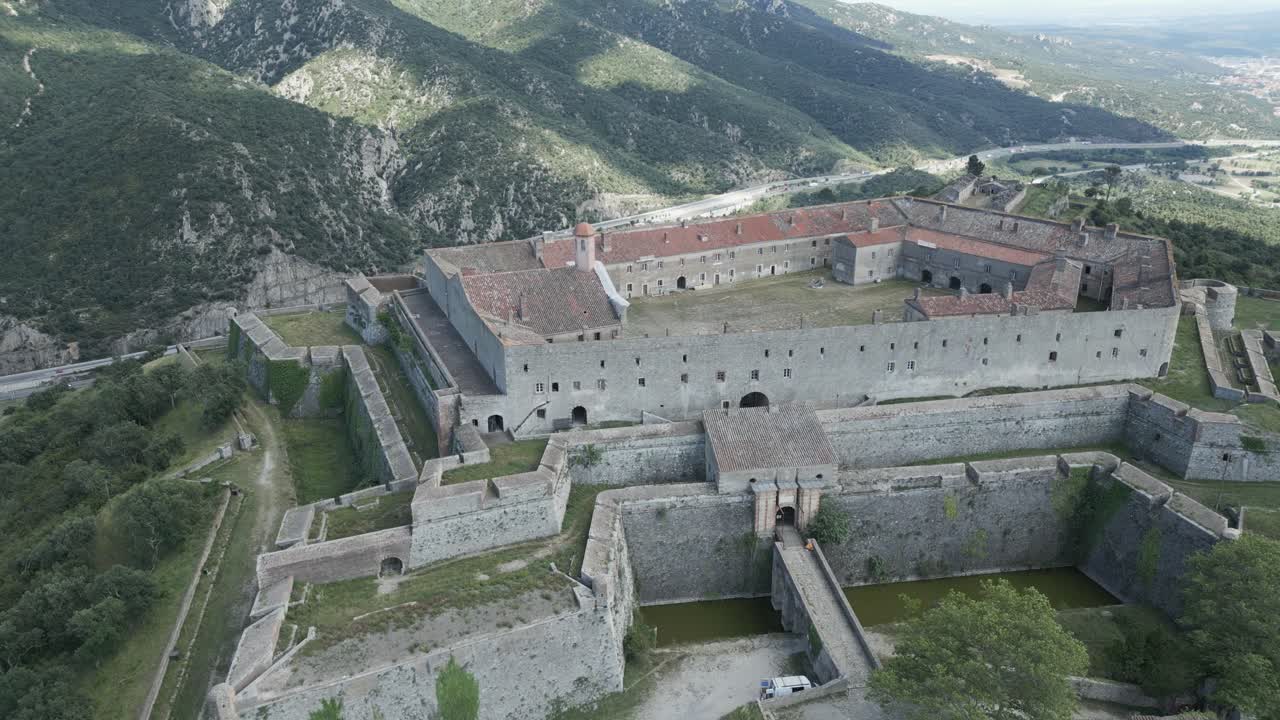 Aerial View of a Fortress in the Mountains