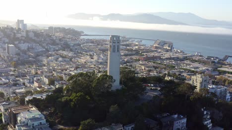 aerial: beautiful cityscape and coit tower view part 06, drone view