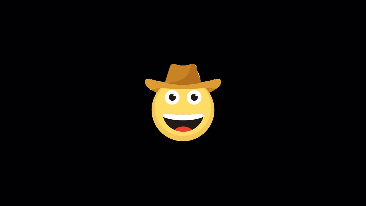 Animated Happy Cowboy Hat Emoji Blinking and Smiling