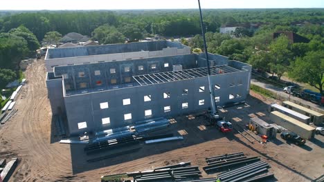 aerial fly around of a construction site