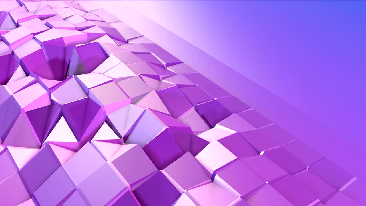 fondo en bucle de estilo low poly abstracto. animación 3d sin costuras en 4k. colores de gradiente modernos. superficie azul violeta low poly con espacio de copia v2