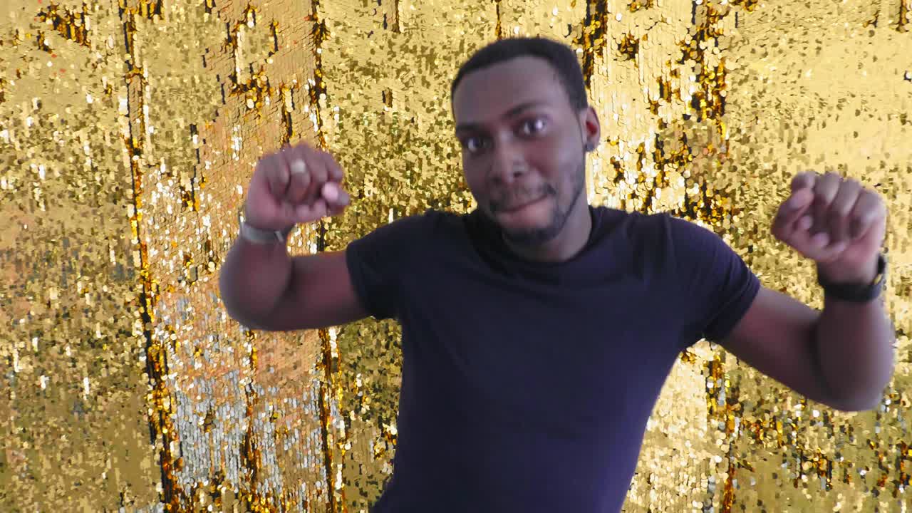 young hipster handsome afroamerican black man dancing hip hop style.