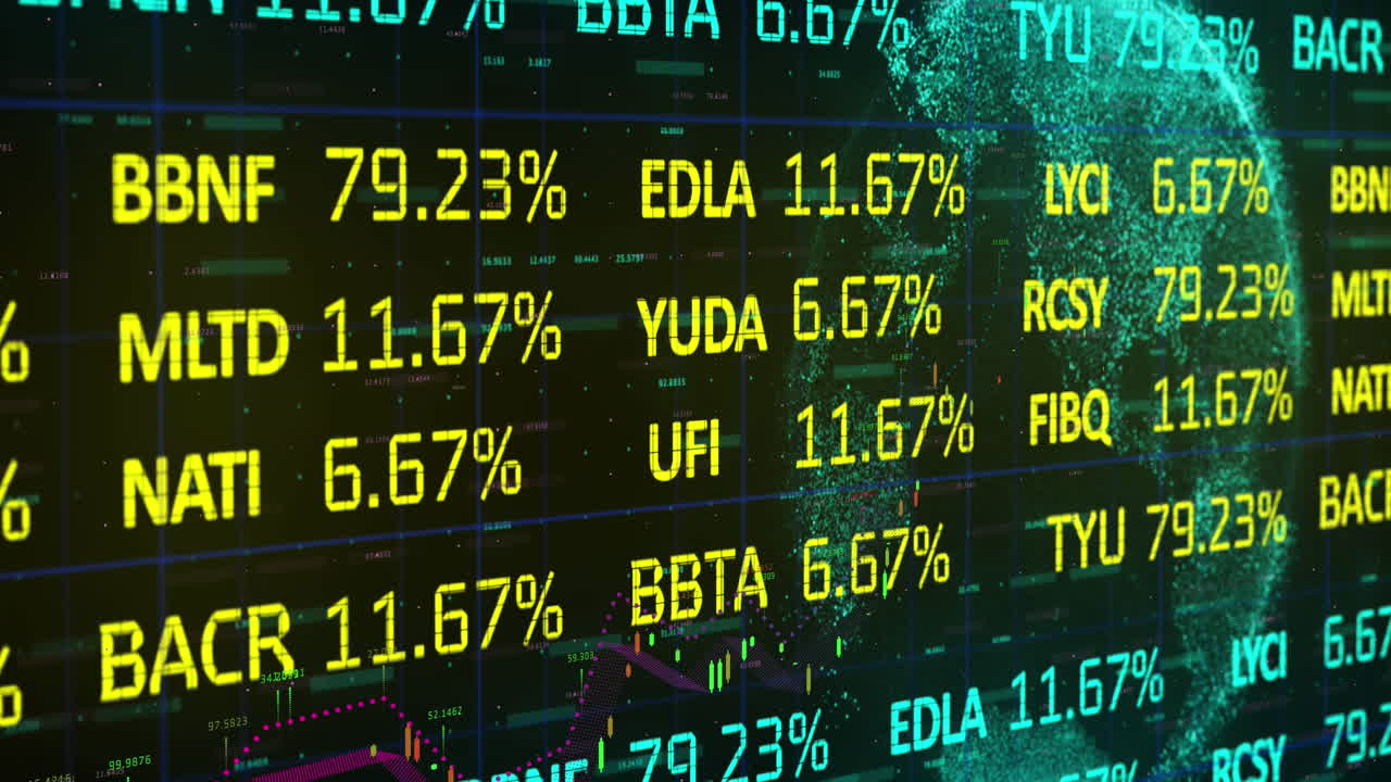Animation of globe and financial data processing