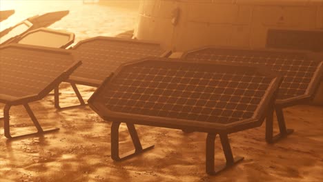 solar panels on a martian outpost