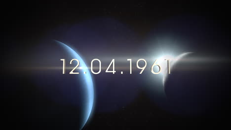 texto de primer plano de animación con planetas de movimiento cinematográfico y estrellas en la galaxia