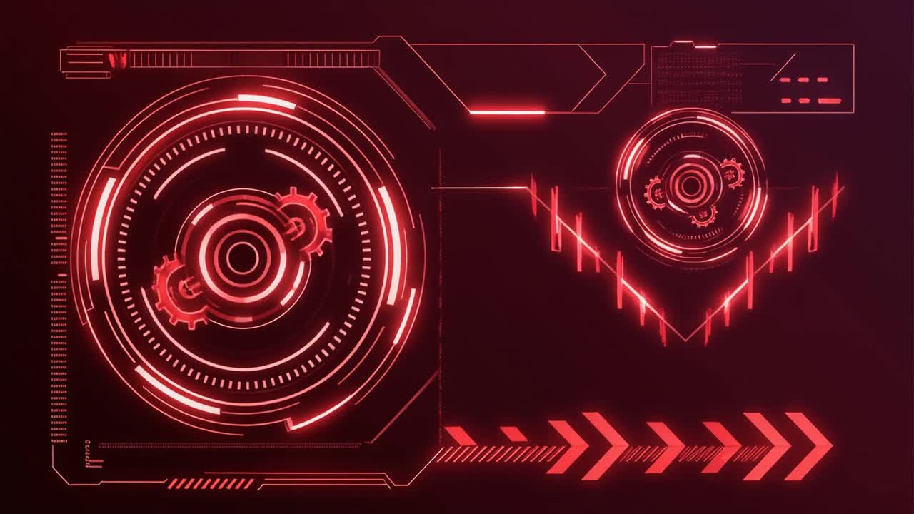 Red Futuristic HUD Interface with Digital Data Display
