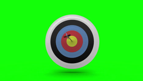 arrow flying towards dart board and hitting target