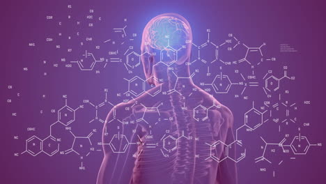 animación de la fórmula química sobre el humano digital