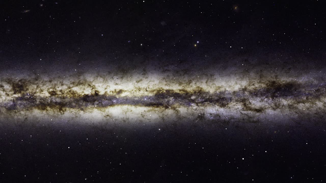 아름다운 은하를 배경으로 별들을 날아다니며