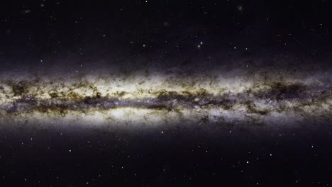 volando a través de las estrellas contra el telón de fondo de una hermosa galaxia