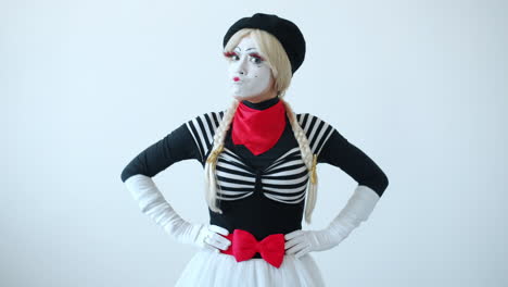 mime artist with various expressions