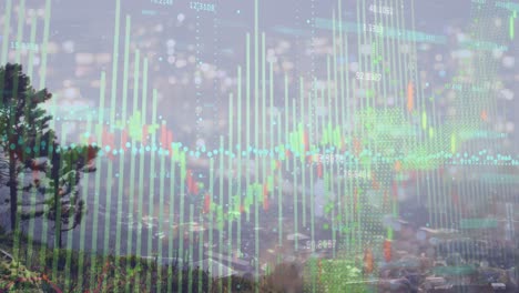 Animation-of-financial-and-statistical-data-processing-over-aerial-view-of-cityscape